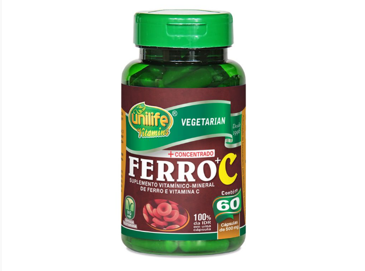 FERRO COM VITAMINA C 60 CÁPSULAS UNILIFE