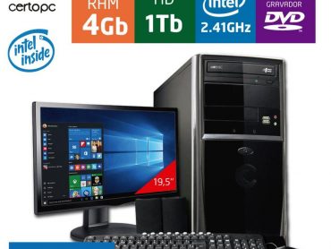 Computador + Monitor 19,5 Intel Dual Core 2.41GHz 4GB HD 1TB DVD Certo PC FIT 044