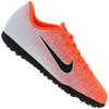 Chuteira Society Nike Mercurial Vapor X 12 Club GS TF - Infantil - LARANJA / BRANCO