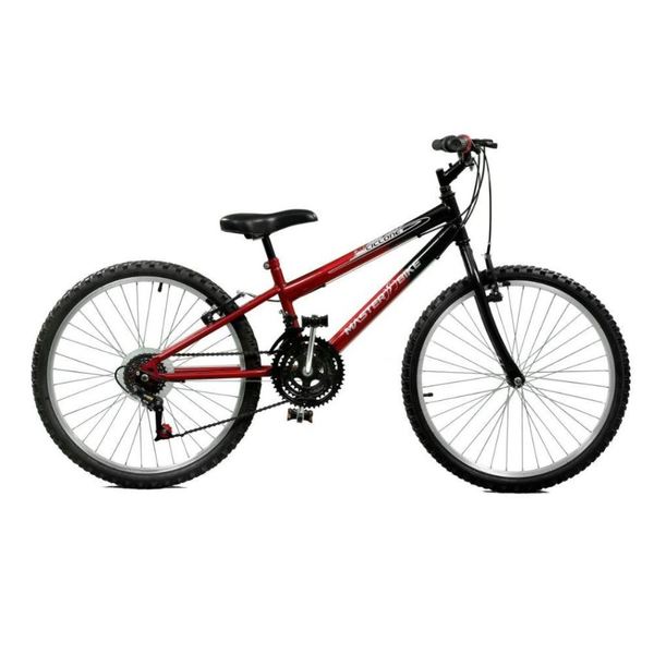 Bicicleta Aro 24 Ciclone Vermelho Com Preto Masculina Sem Marchas - Master Bike