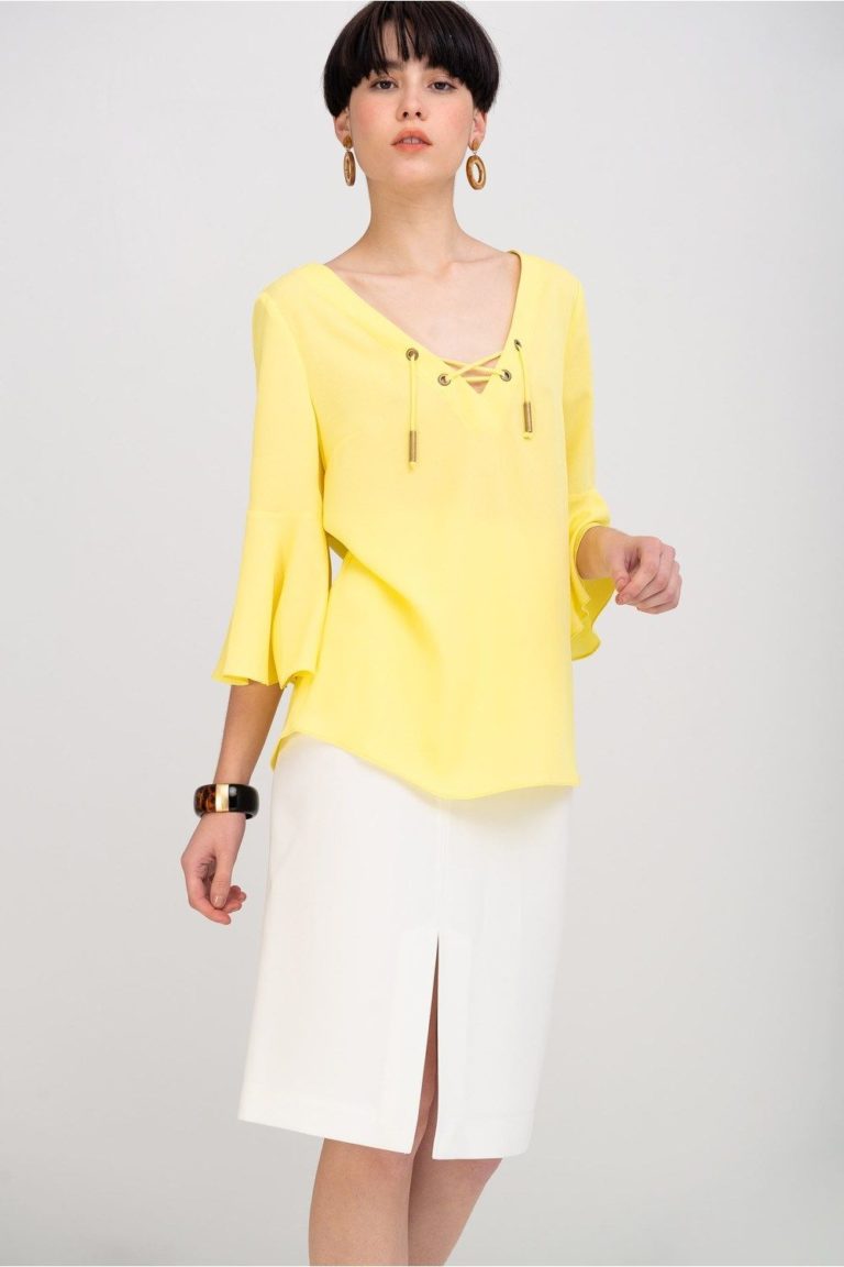 Blusa em chiffon com mangas 3/4 flare