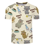 Moda Cat Men Moda Manga Curta Preto T-shirt